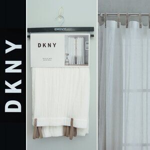 NEW DKNY 2 Panels Window Curtain Drapes ~City Breeze Sheer~Cream White~ 50x96